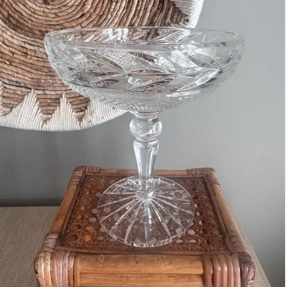 Vintage Galway Crystal “Leah” Compote – Irish Crystal Pedestal Centerpiece Bowl